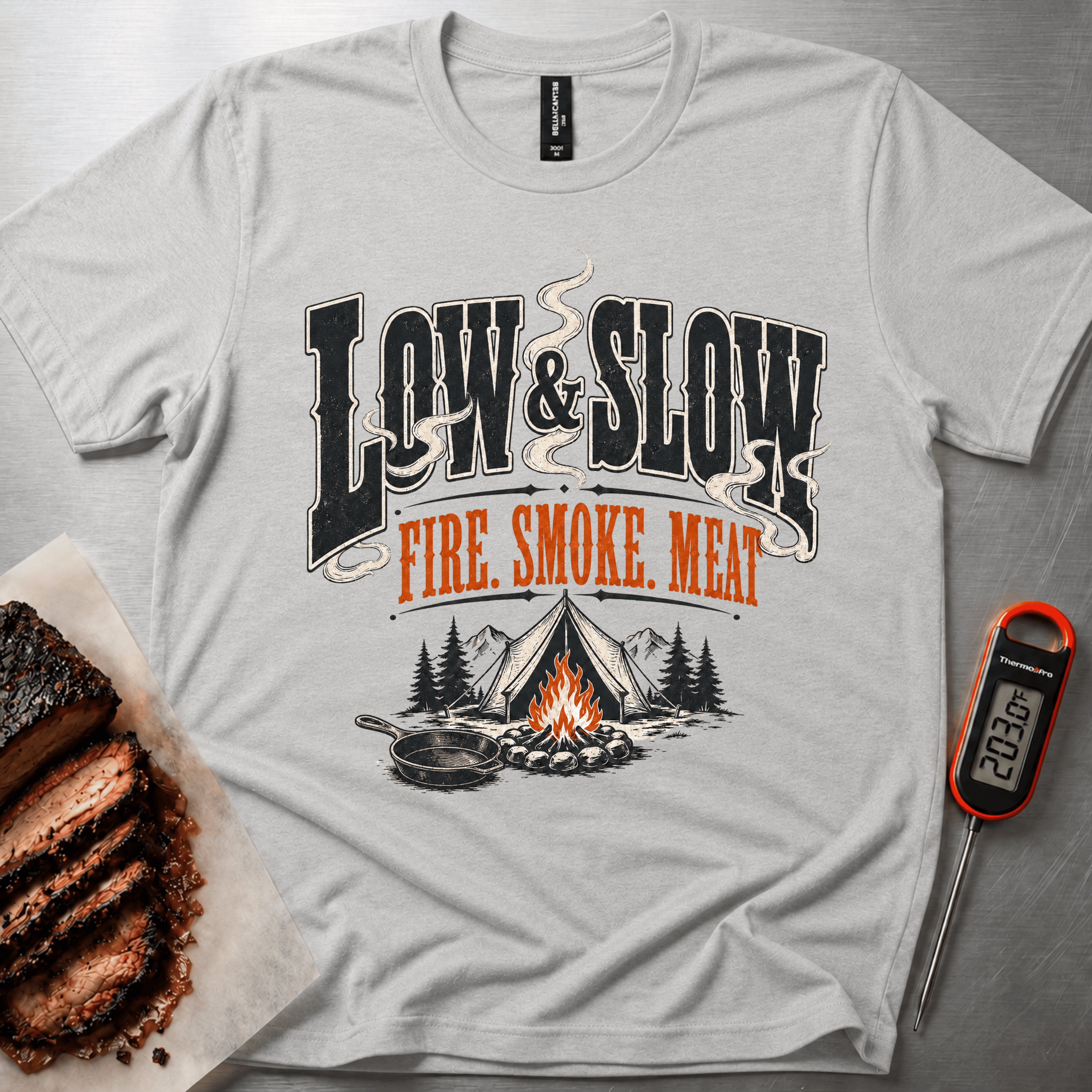 Low and Slow Camp Cooking t-shirt