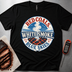 Red Coals, White Smoke Blue Skies t-shirt