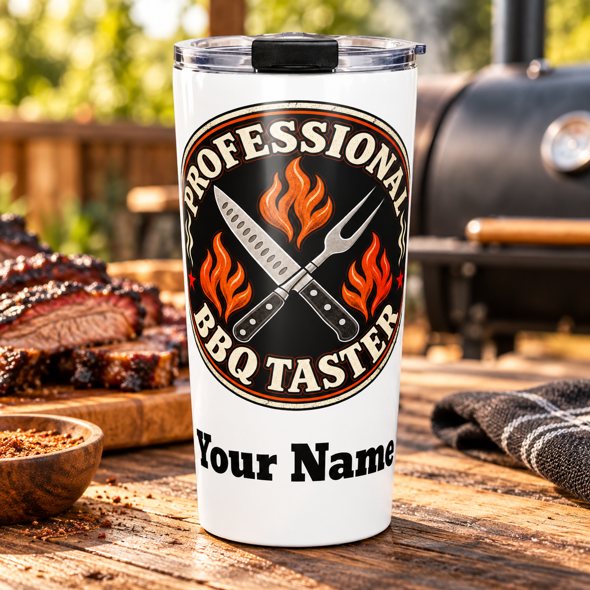Personalized BBQ Taster stainless steel tumbler