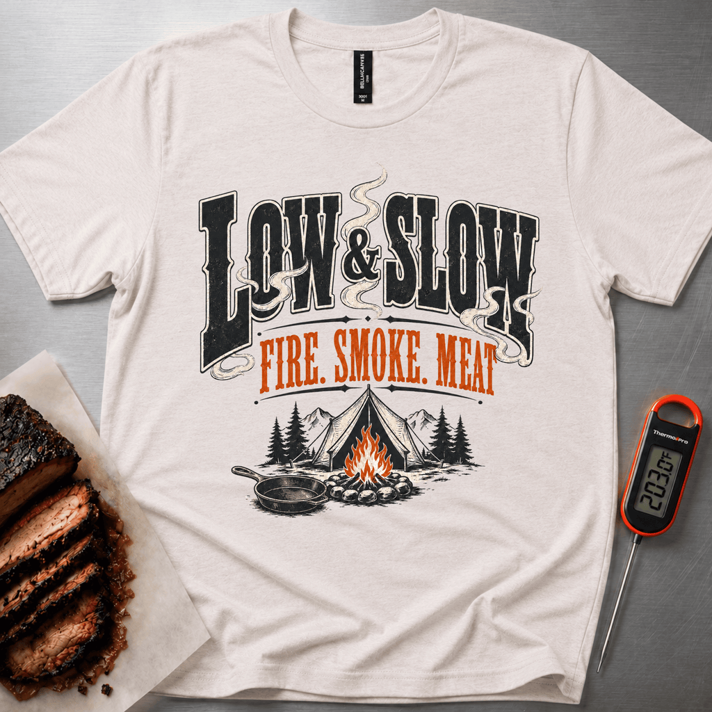 Low and Slow Camp Cooking t-shirt