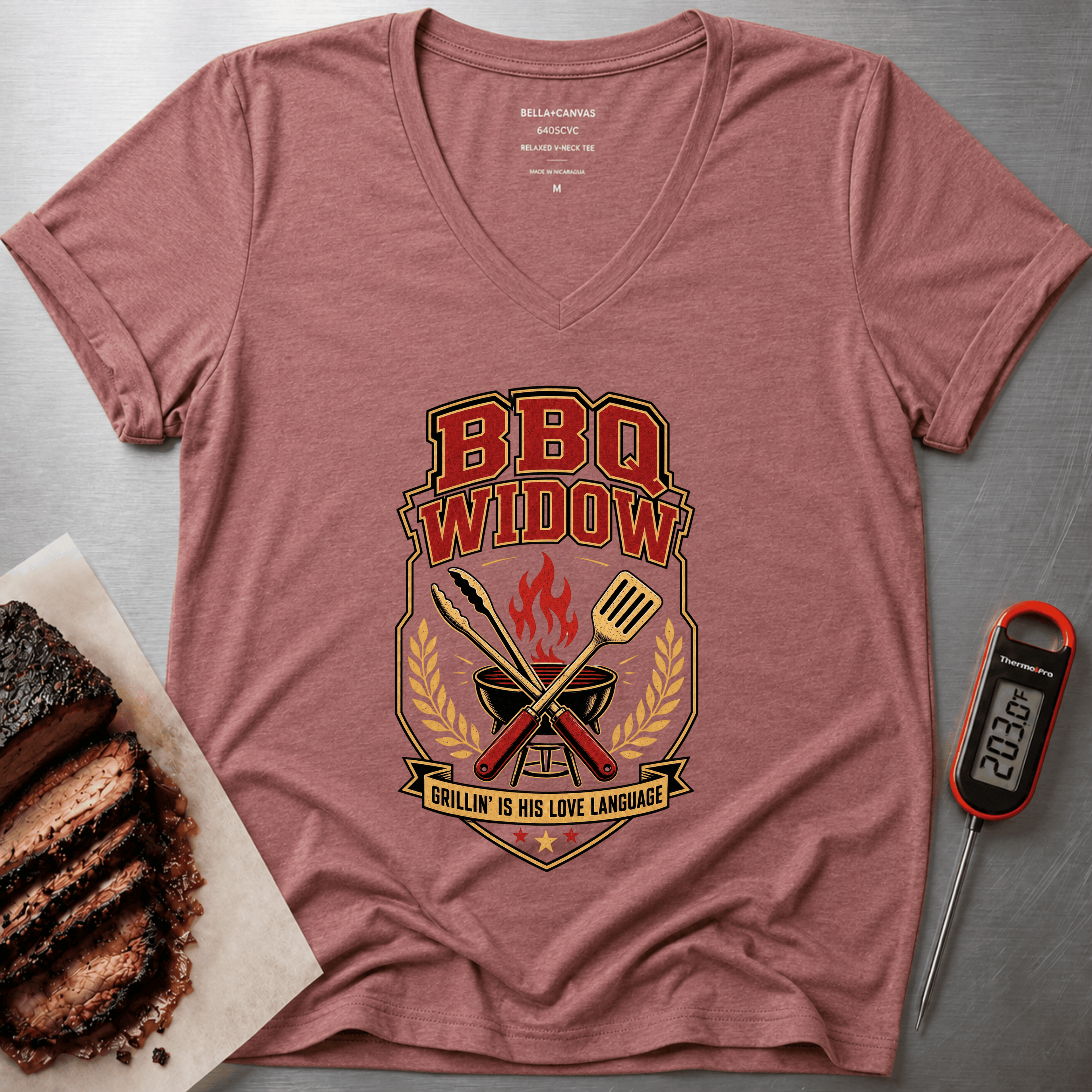 BBQ Widow relaxed v-neck t-shirt
