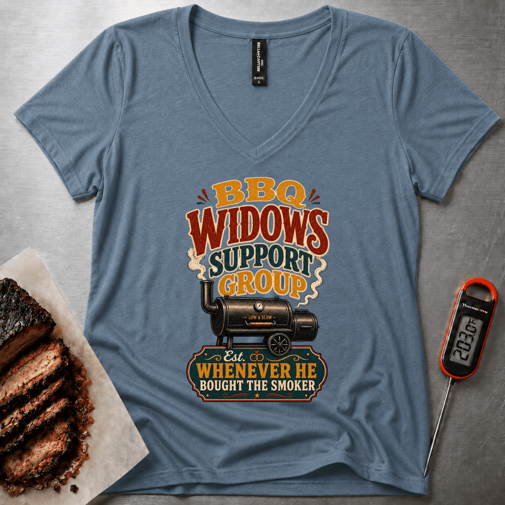 BBQ Widows Support Group relaxed v-neck t-shirt