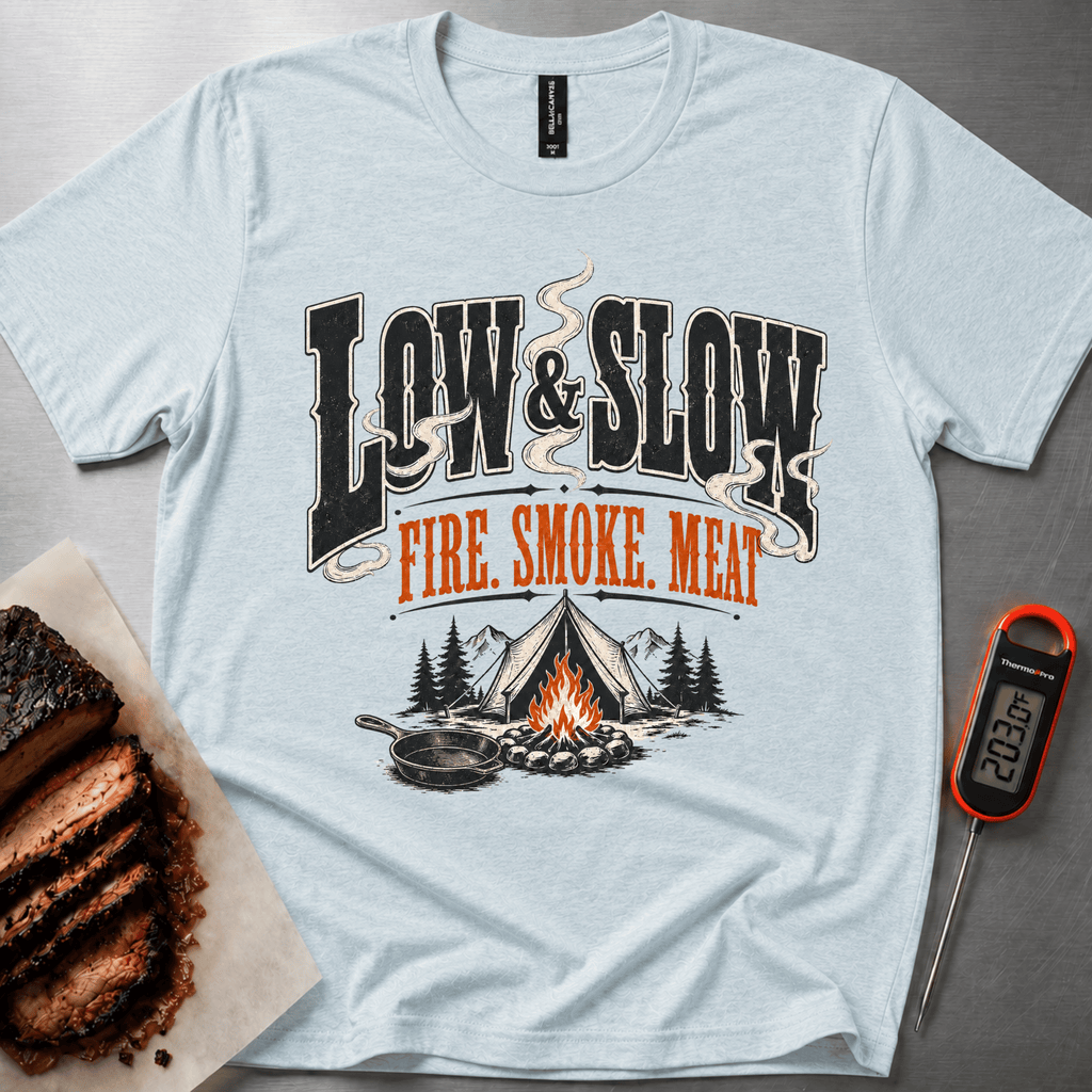 Low and Slow Camp Cooking t-shirt