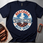 Red Coals, White Smoke Blue Skies t-shirt