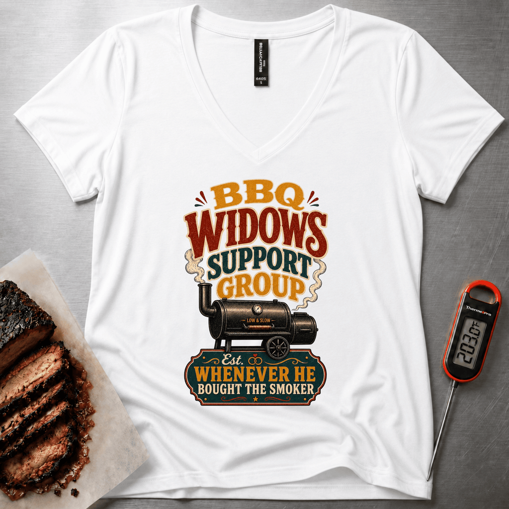 BBQ Widows Support Group relaxed v-neck t-shirt