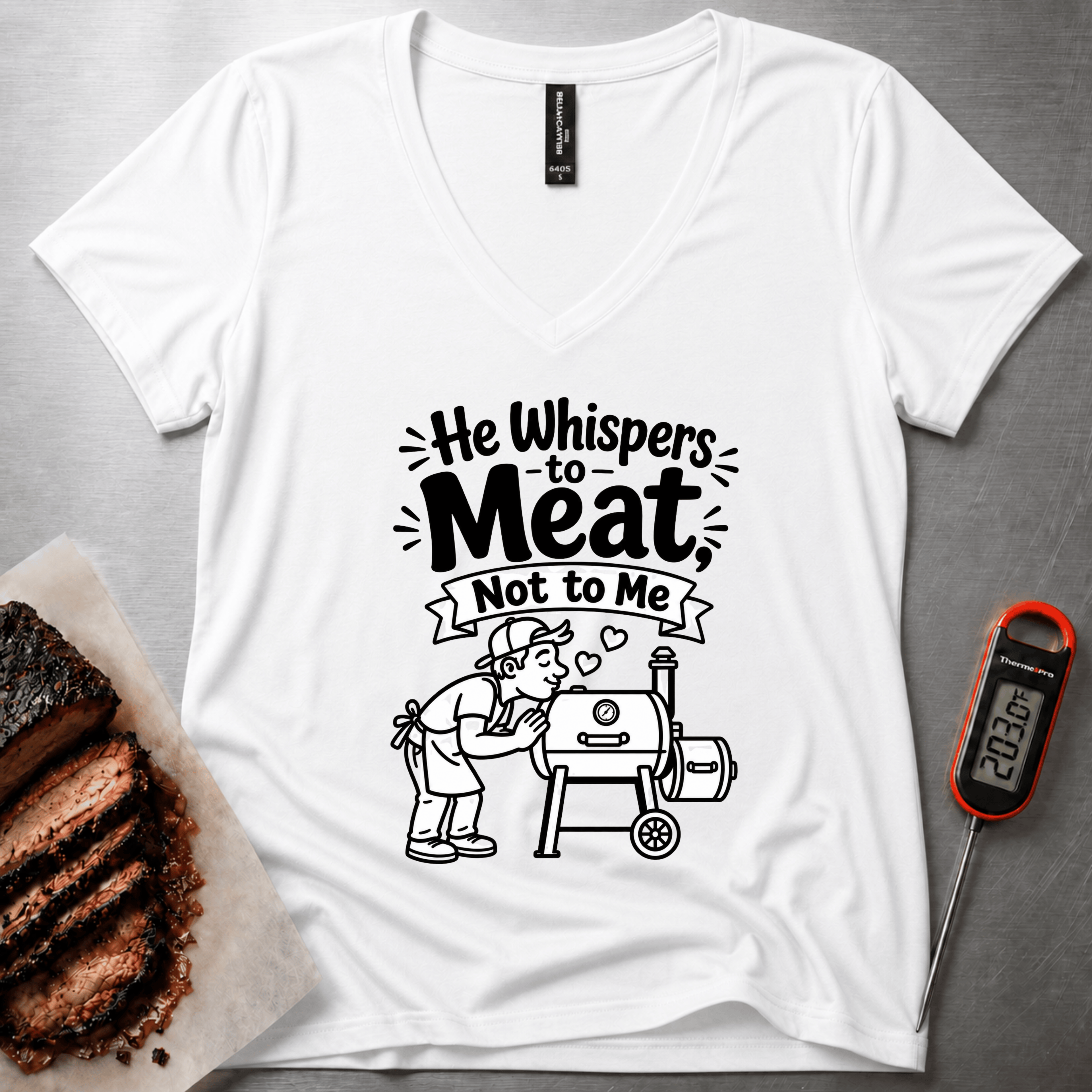 He Whispers to Meat relaxed v-neck t-shirt