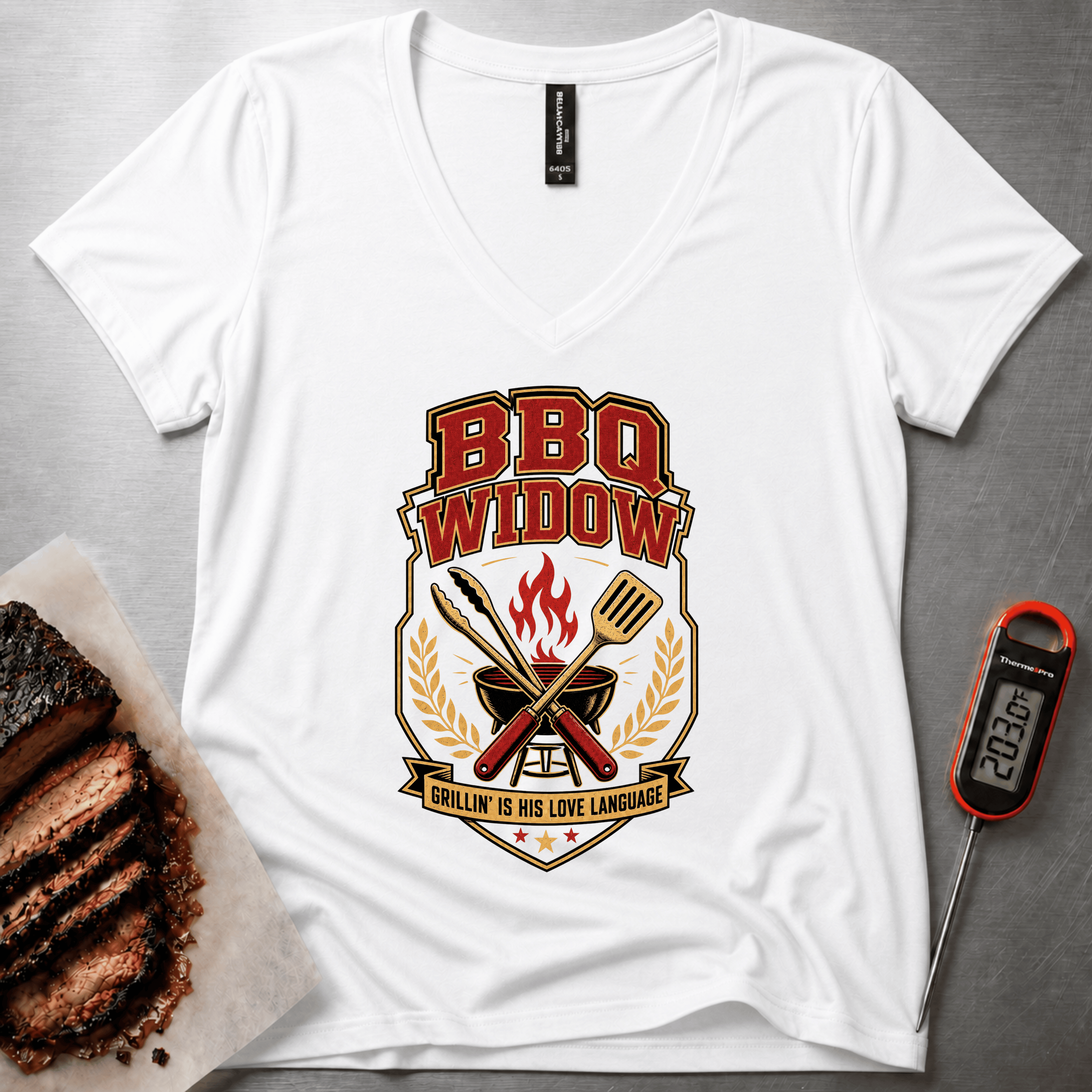 BBQ Widow relaxed v-neck t-shirt