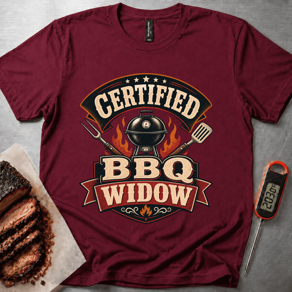 BBQ Widow t-shirt – Maroon