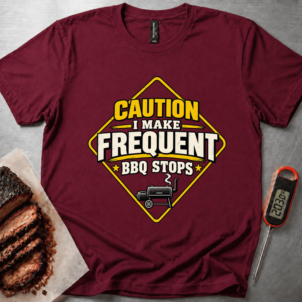 Caution BBQ t-shirt – Maroon