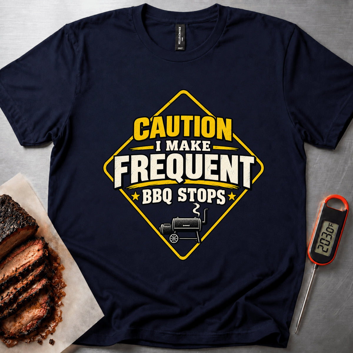 Caution BBQ t-shirt – Navy