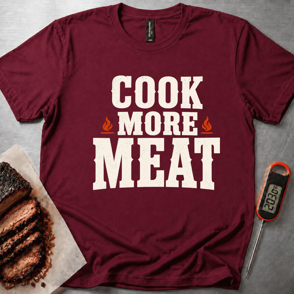 Cook More Meat T-shirt – Maroon