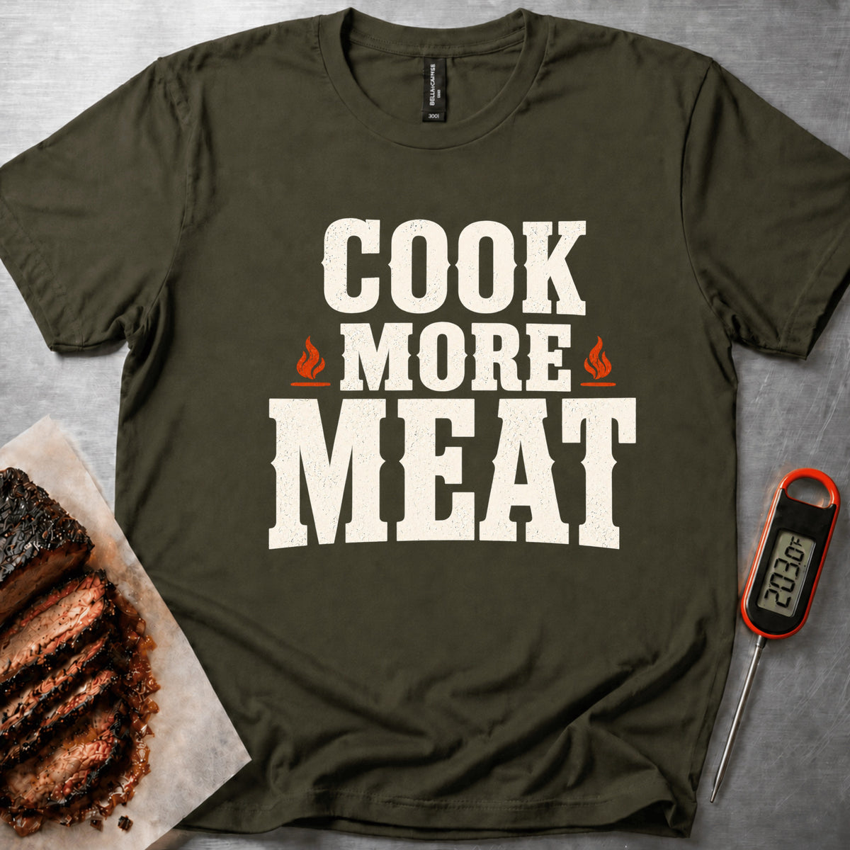Cook More Meat T-shirt – Military Green