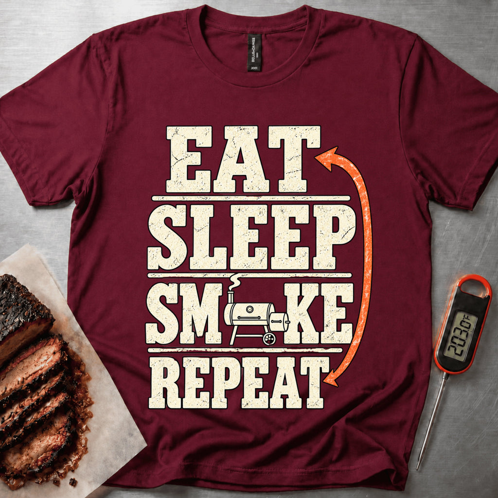 Eat Sleep Smoke t-shirt – Maroon