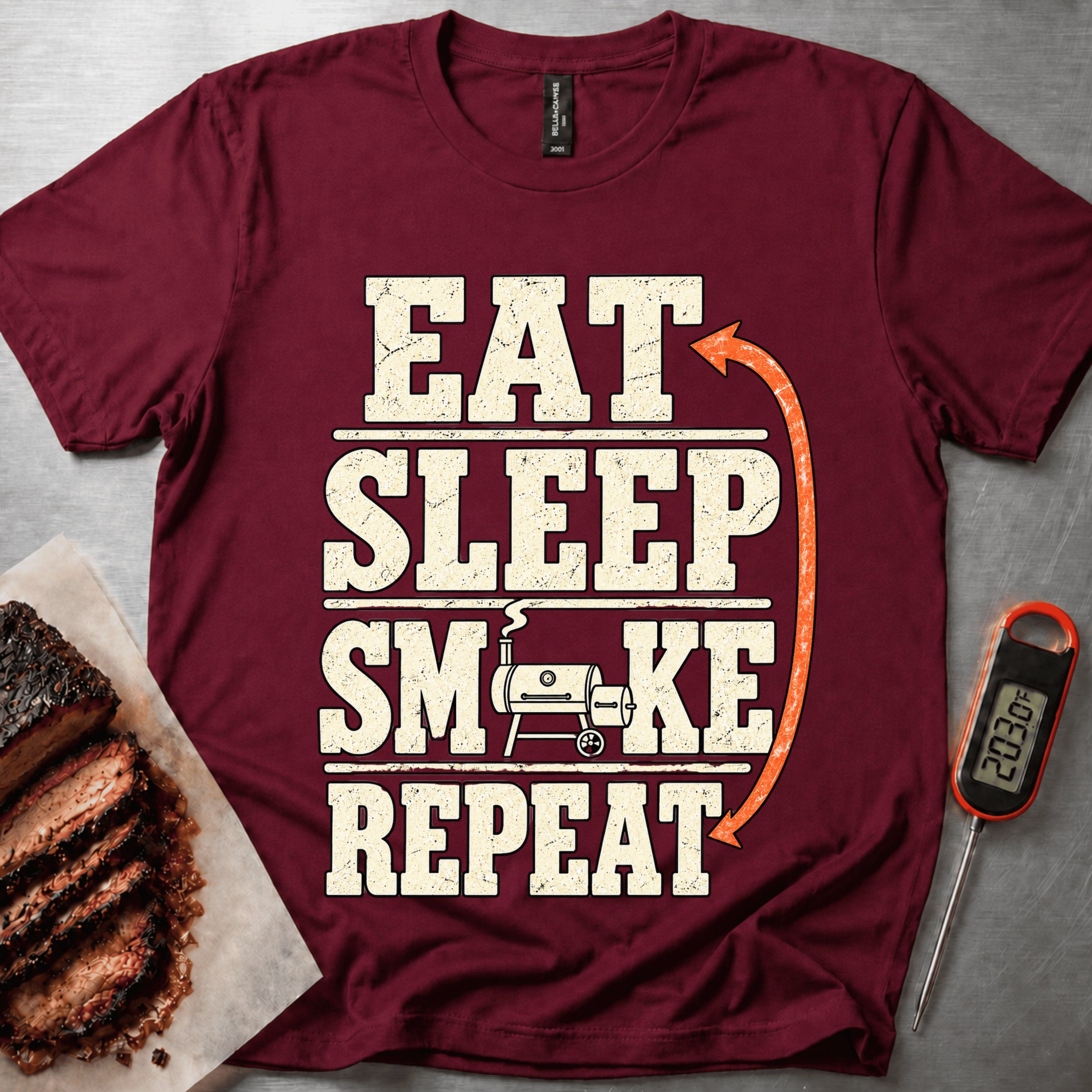 Eat Sleep Smoke t-shirt – Maroon