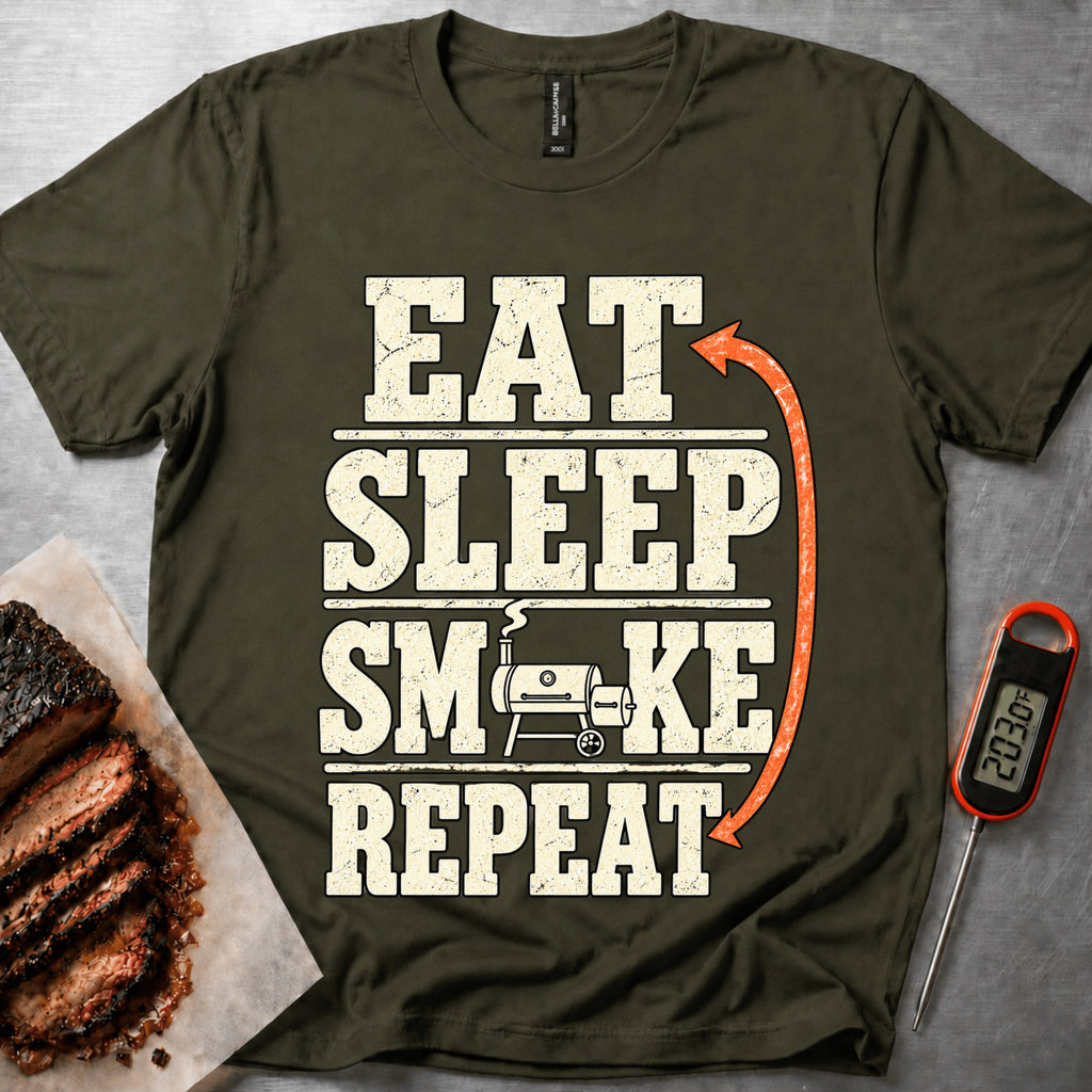 Eat Sleep Smoke t-shirt – Military Green