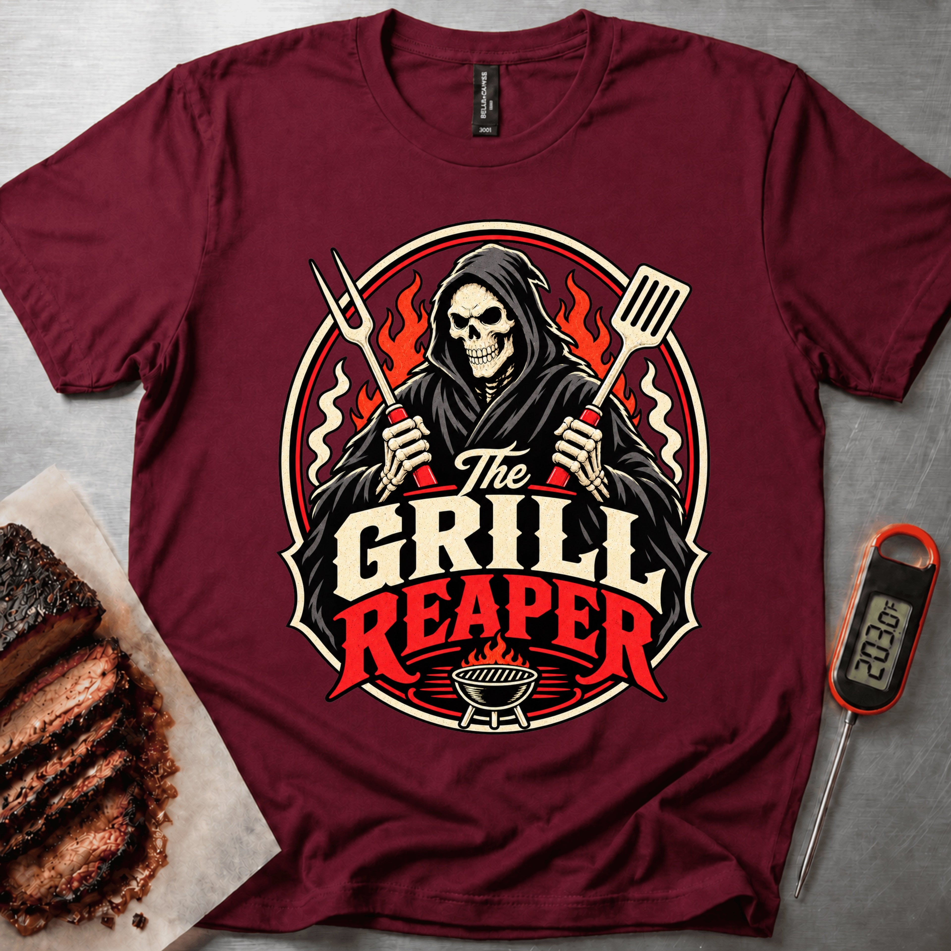 Grill Reaper t-shirt – Maroon
