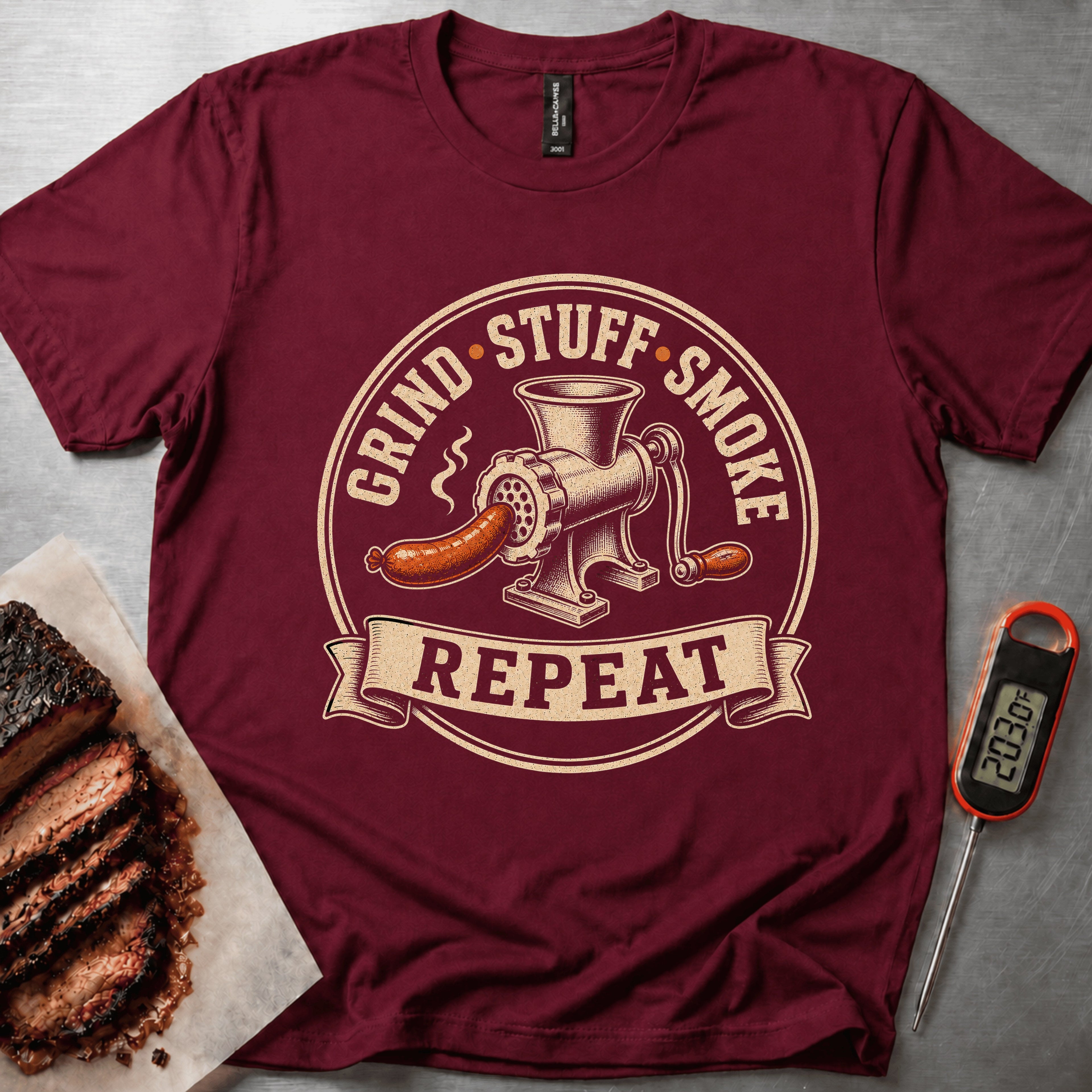 Grind Stuff Smoke t-shirt – Maroon