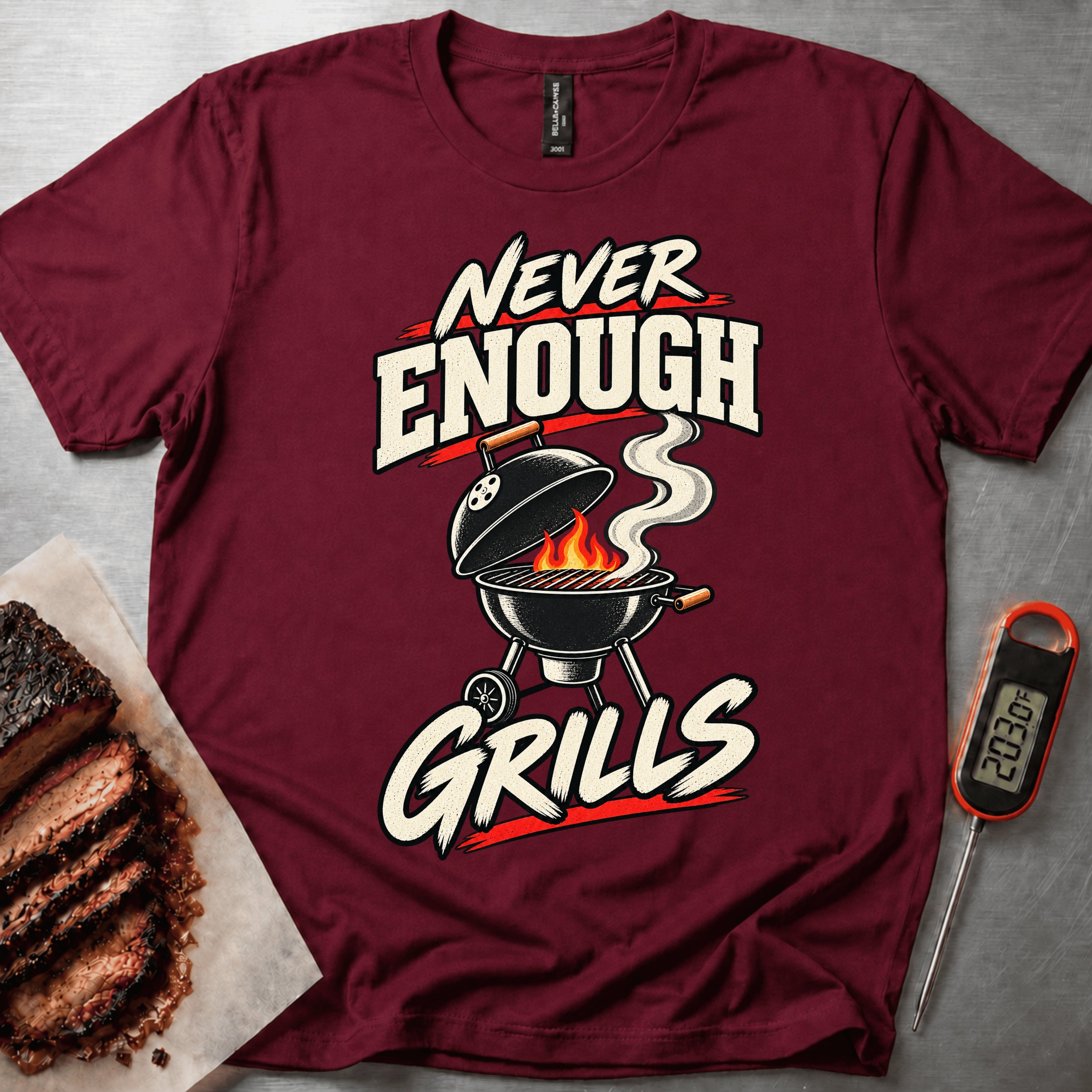 Never Enough Grills t-shirt – Maroon