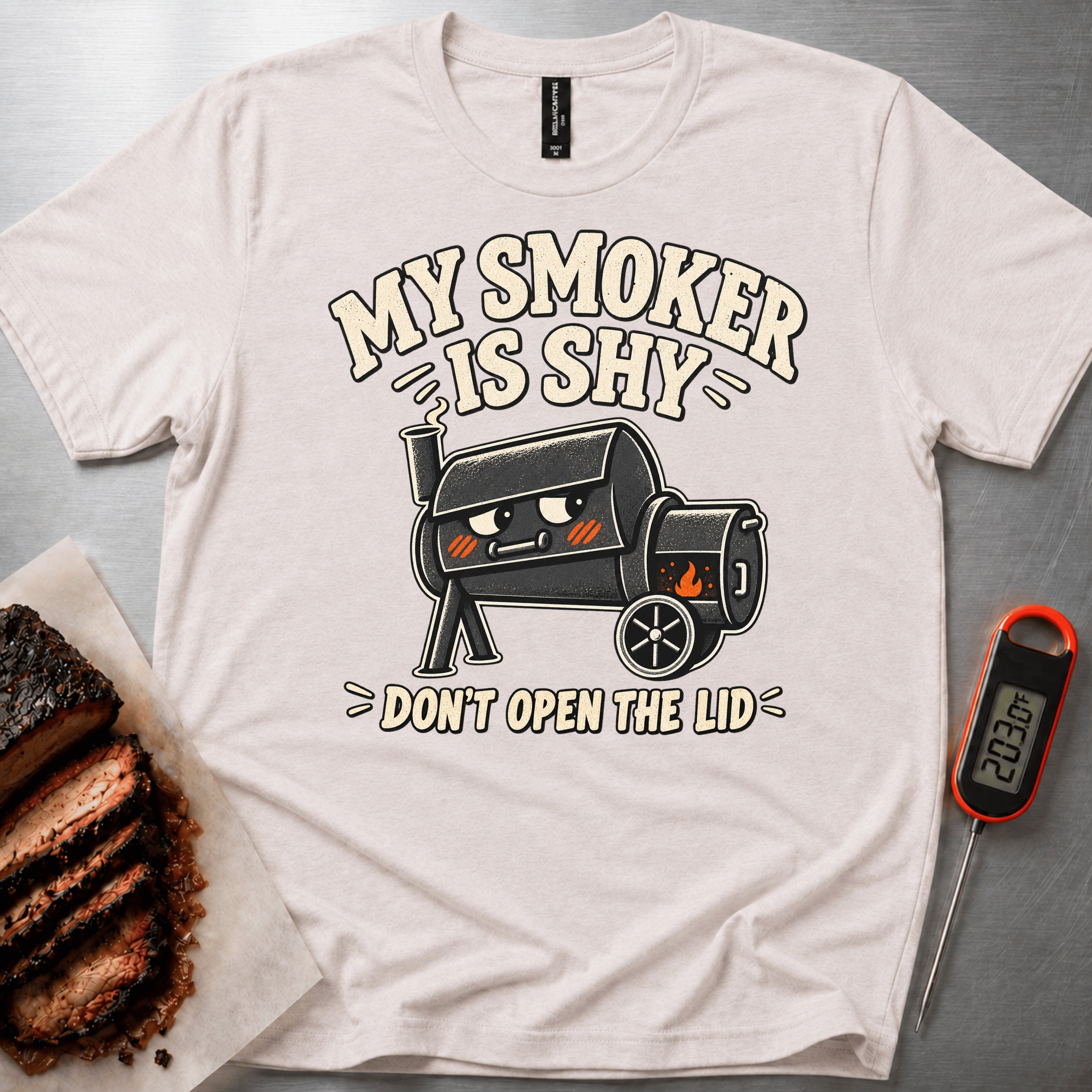 Shy Smoker t-shirt — Heather Dust