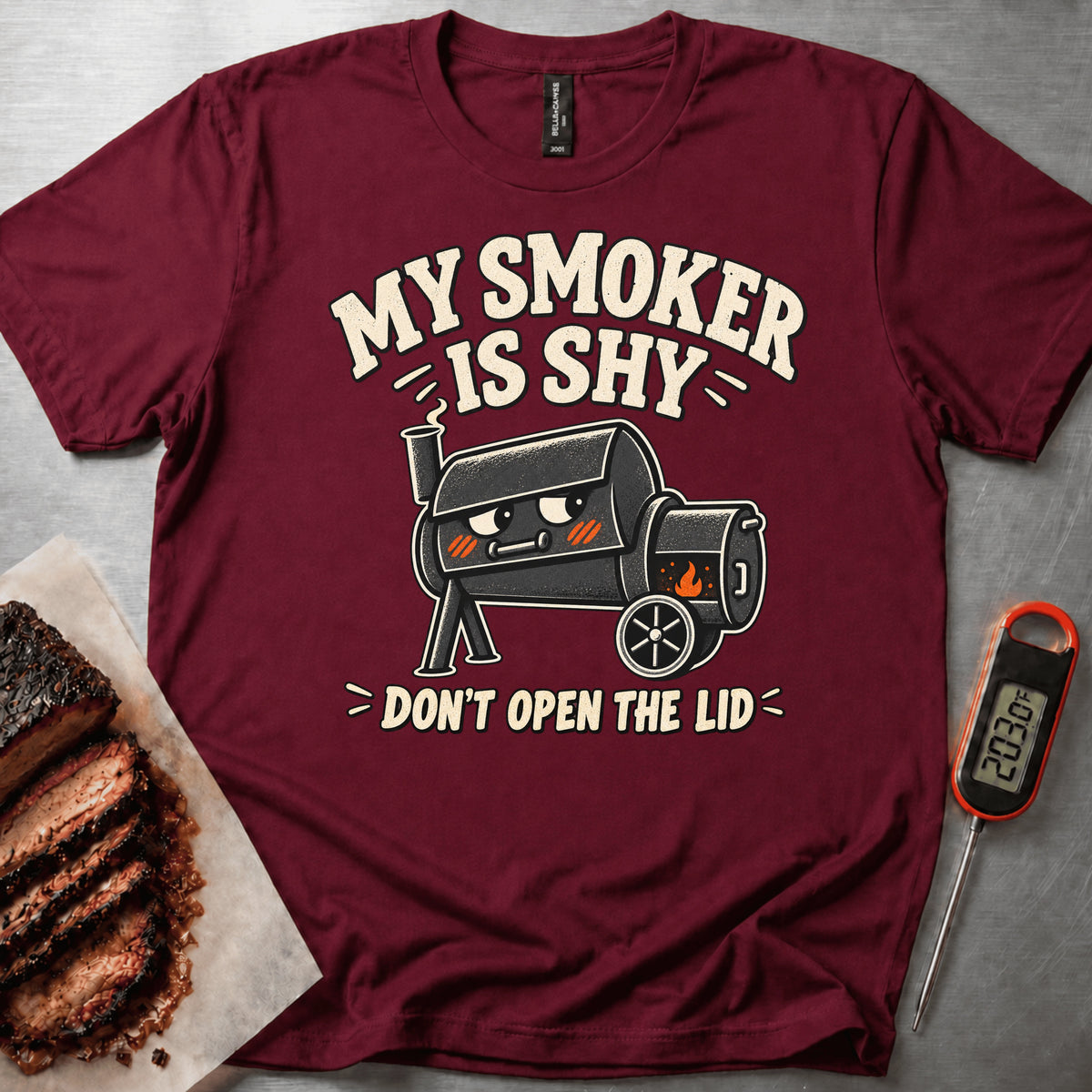 Shy Smoker t-shirt — Maroon