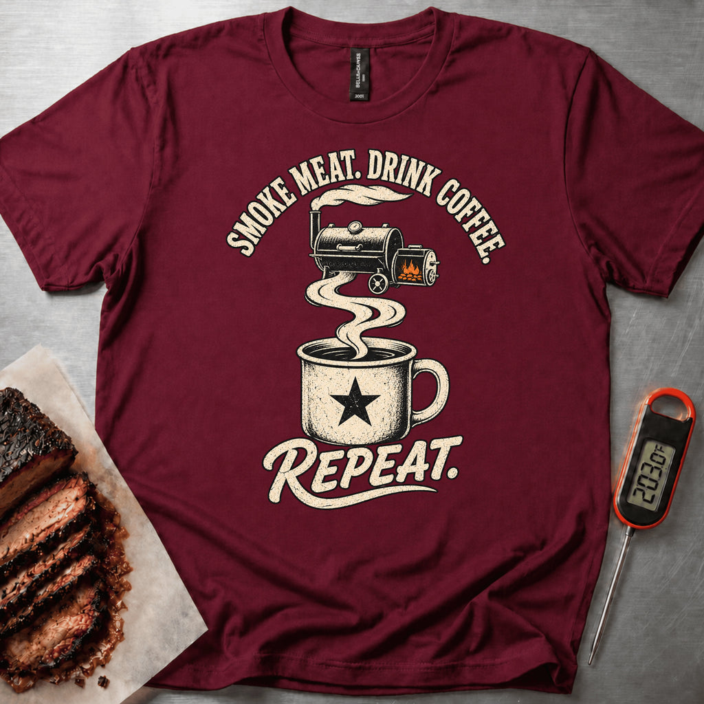 Smoke Drink Repeat t-shirt — Maroon