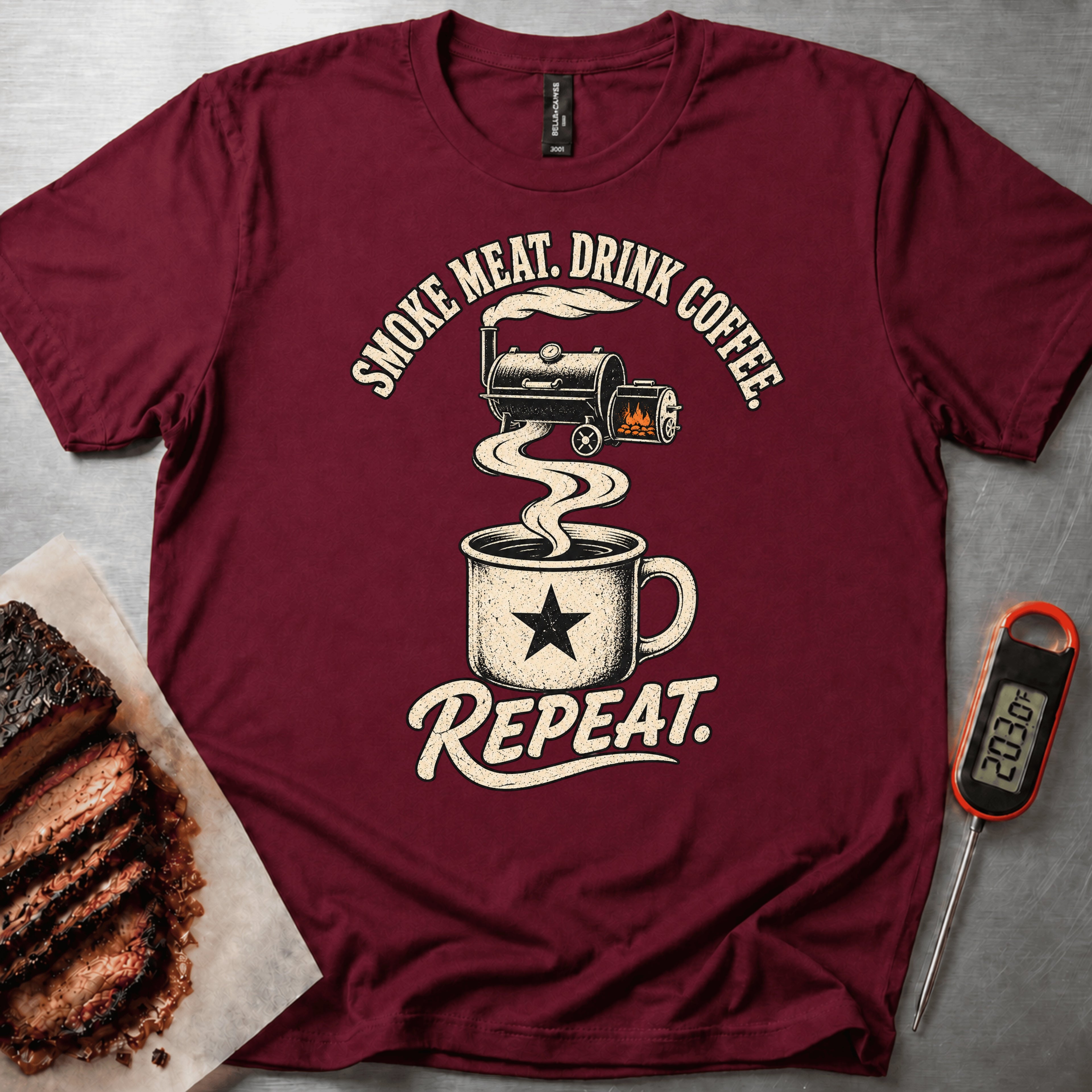 Smoke Drink Repeat t-shirt — Maroon