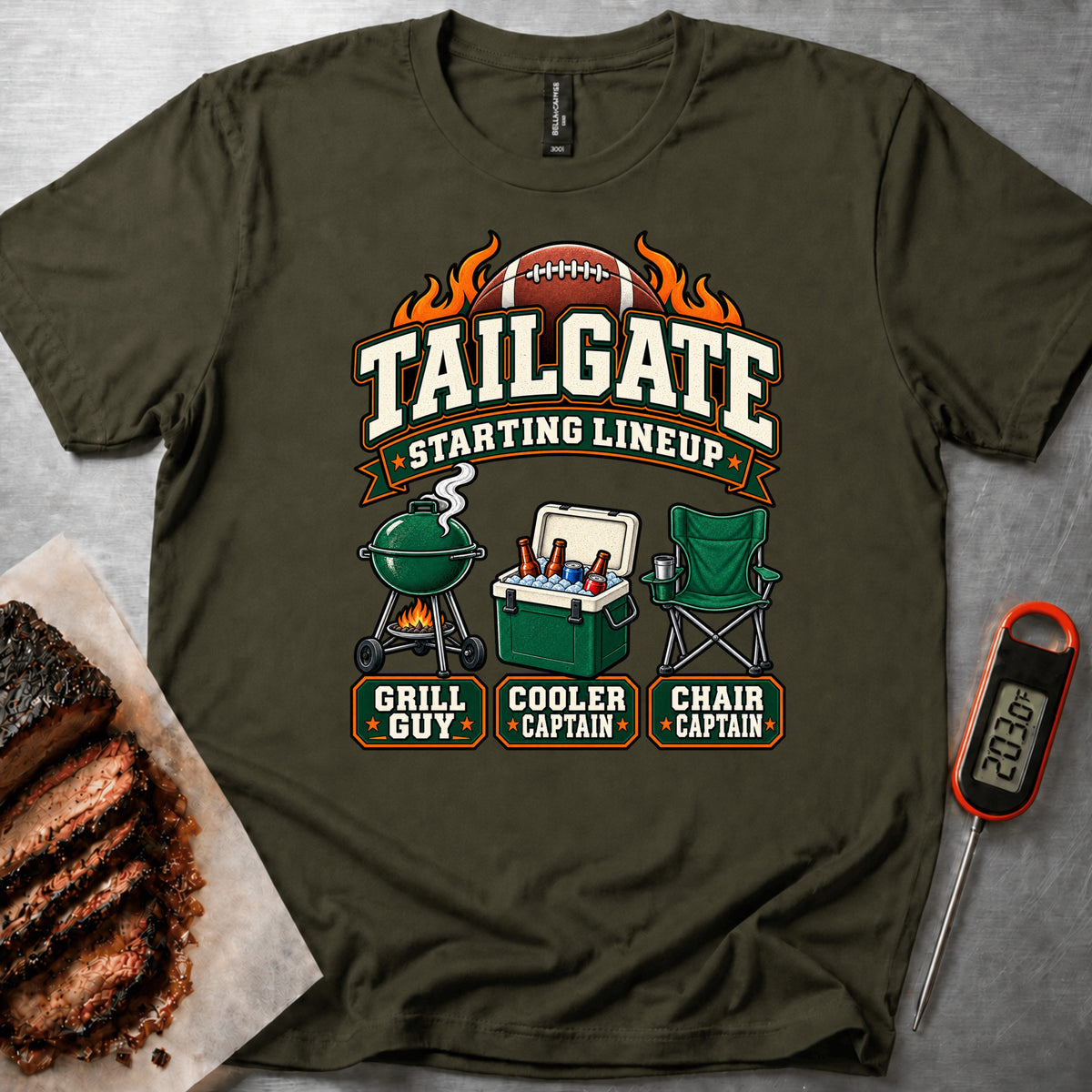 Tailgate Lineup t-shirt – Military Green