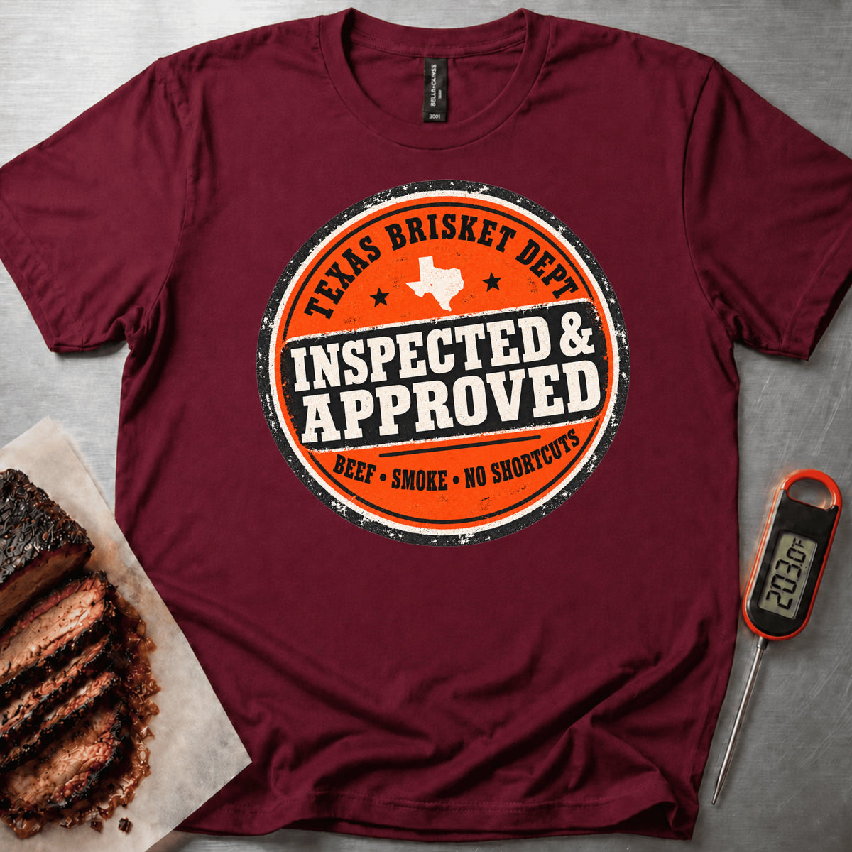 Texas Brisket t-shirt — Maroon