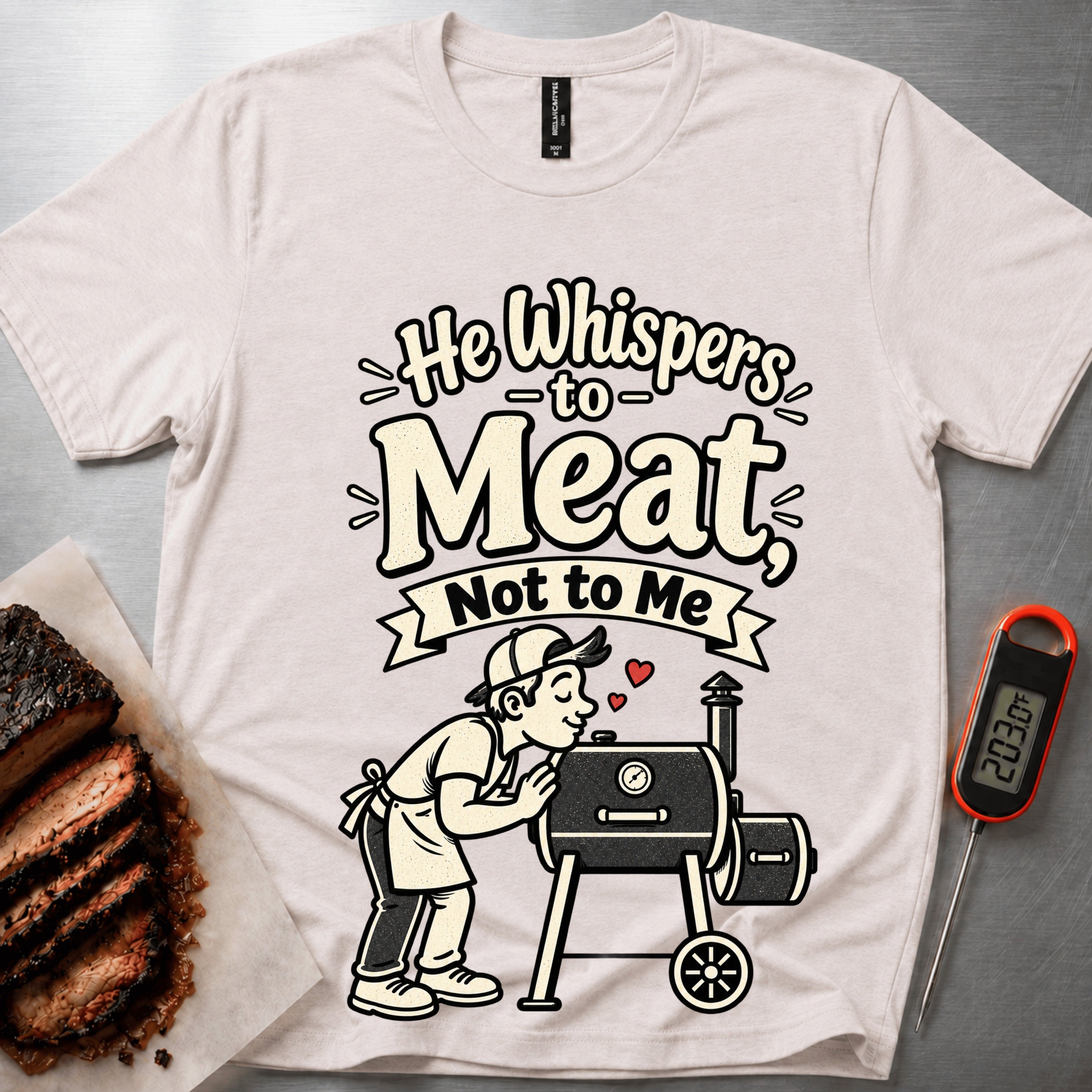 Whispers to Meat t-shirt - Heather Dust